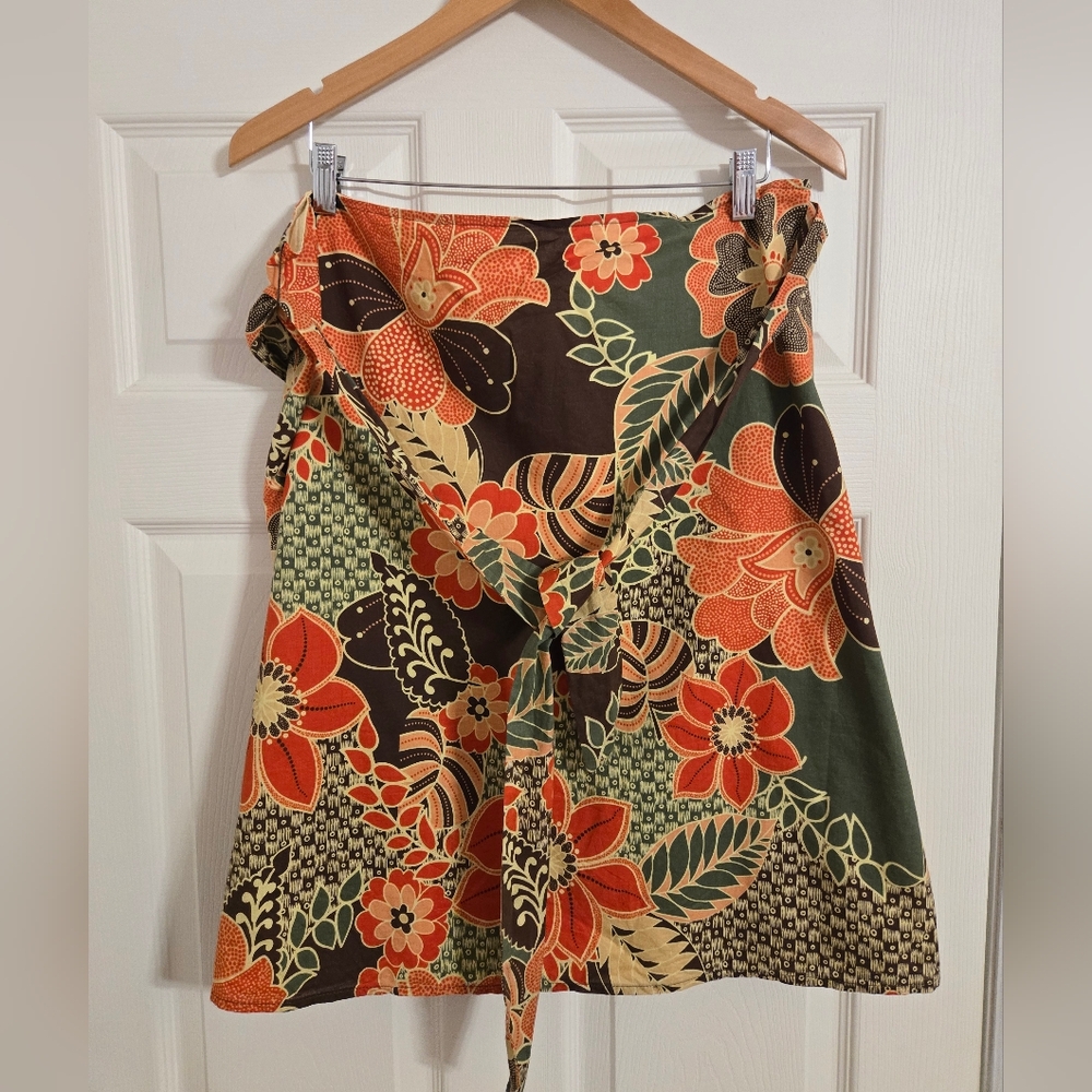 St. John's Bay Floral Aline Skirt Green Brown And Orange Size 20W